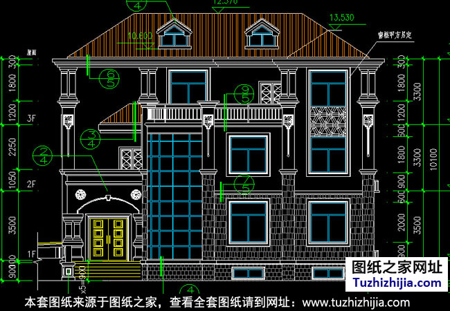 私人自建三层别墅设计图纸带效果图,欧式风格,外观大气