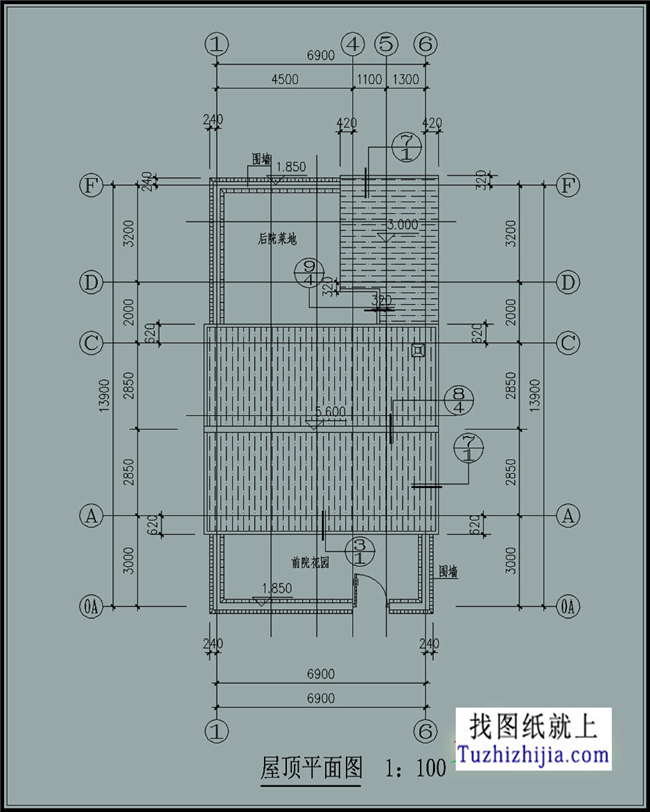 96平方米农村一层平房cad建筑图纸,7x14米7万_一层别墅设计图_图纸之