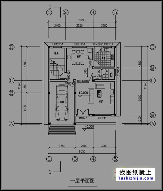 建筑层数:四层(三层半); 建筑占地面积:9.55m*11.24m=100平方米; 建筑面积:300平方米 造价预算:21万 建筑高度:12.6米(含屋顶)坡屋顶; 建筑结构:砖混结构; 设计功能: 一层:车库、客厅、卫生间、厨房、餐厅、储藏; 二层:主卧室、卫生间、棋牌室、卧室、卫生间、书房、起居室; 三层:主卧室、卫生间、棋牌室、卧室、卫生间、书房、起居室; 阁楼层:阁楼、卫生间; 图纸目录:一层平面图、二层平面图、三层平面图、屋顶平面图、东立面图、西立面图、南立面图、北立面图、1-1剖面图、效果图等