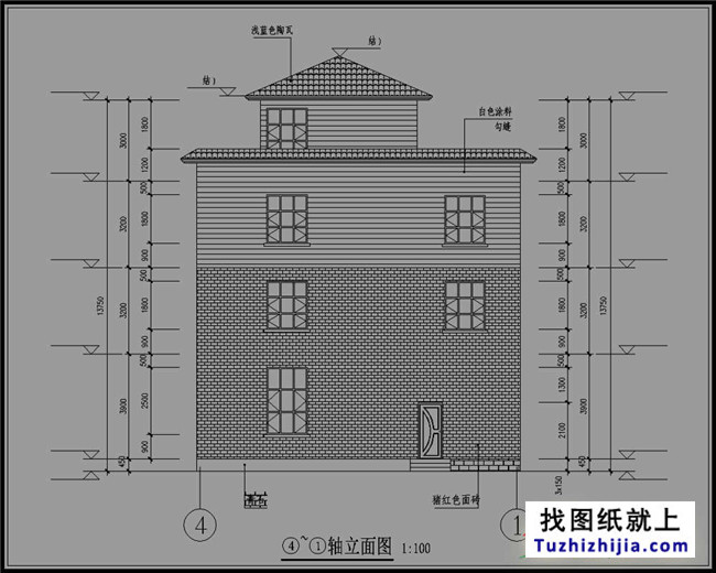 广西新农村三层半房屋设计图纸,带外观效果图