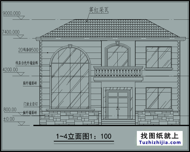 130平方米农村二层别墅房屋设计图纸带外观1