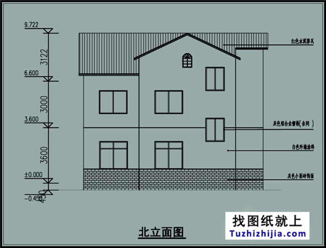 建筑占地面积为:11.4m*11.7m; 建筑层数:二层; 建筑高度:9.7m(含屋顶);坡屋顶; 设计功能: 一层:堂屋、卧室、卫生间、储存、厨房、农具间; 二层:卧室、卫生间、起居室、露台、卧室、卫生间、卧室、卧室; 图纸目录:一层平面图、二层平面图、屋顶平面图、东立面图、西立面图、南立面图、北立面图、效果图等