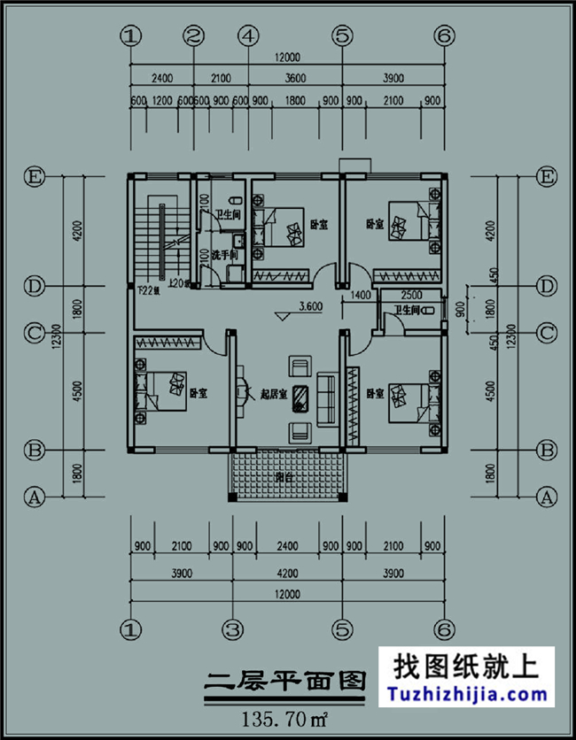 140平方米两层房设计建筑施工图纸带外观图,12x12米