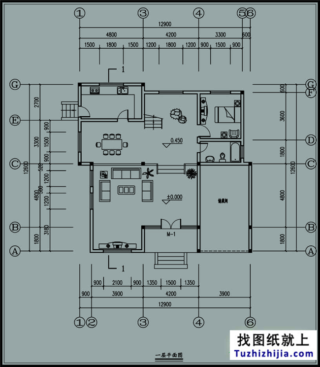 二层别墅设计图图纸目录 一层平面图,二层平面图,屋顶平面图,南立面