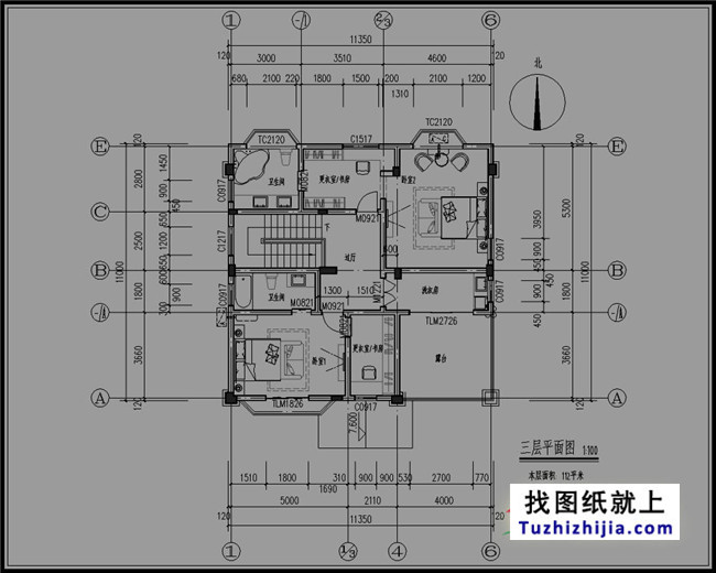 115平方米新农村三层别墅设计图,全套cad图纸 效果图