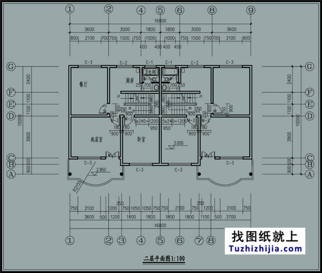 168平方米新农村双拼楼房设计建筑图纸带外观