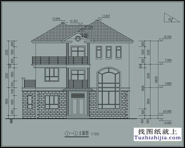 165平方米三层农村别墅房屋全套设计图纸15x13米