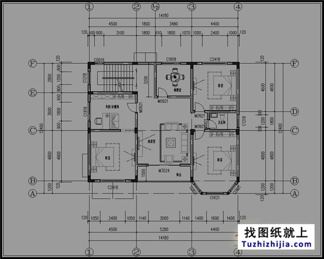 现代三层农村房屋设计图纸及效果图,带全套cad建筑图