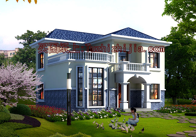 150平农村二层复式别墅房屋设计方案图，带外观效果图片