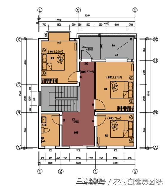 2款带庭院的双拼农村自建房户型图,小宅基地可以看看