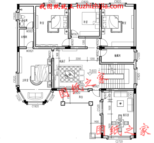农村两层半楼房设计图，平面功能分区明确，布置合理