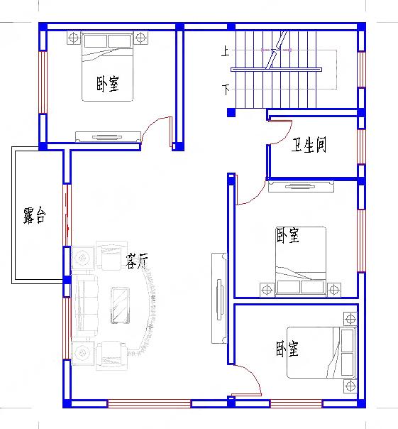 100平方米三层农村自建房,2厅7卧经济实用,造价25万