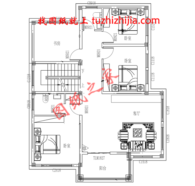 120平米三层别墅房屋设计图，带车库，带阁楼