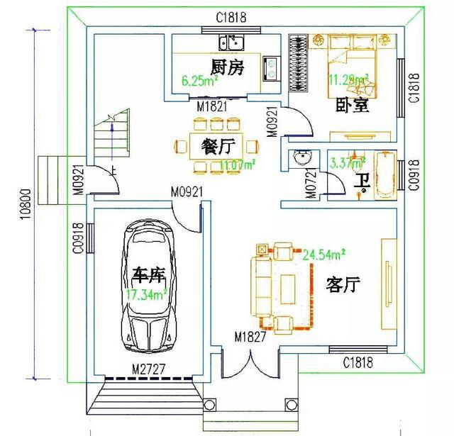 占地约100平方米三层7卧别墅设计图,造价28万