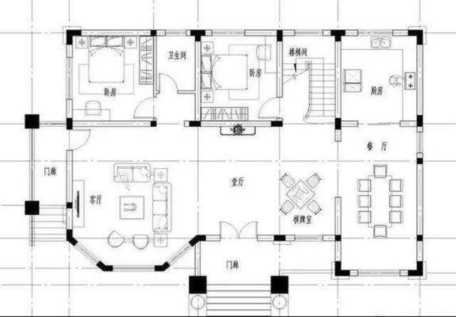 一款带地下室的农村二层自建别墅设计图,外观豪华,设计精美,50万建成