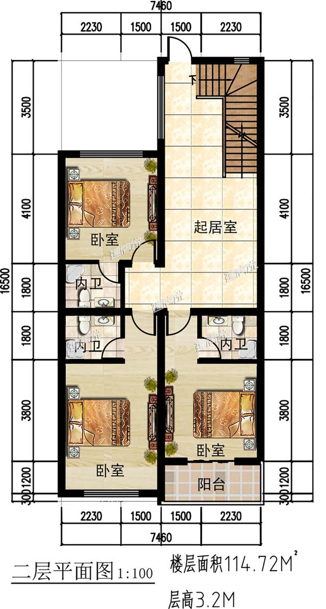 三层私人定制现代风别墅图,开间7.5米,外观明快简洁,让人百看不厌