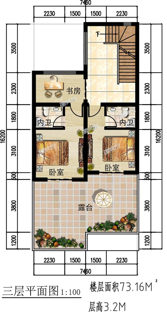 三层私人定制现代风别墅图,开间7.5米,外观明快简洁,让人百看不厌