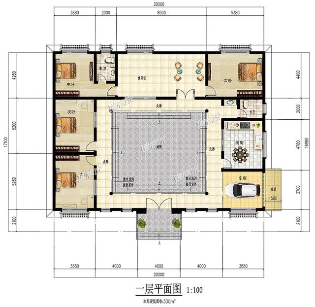 占地300平米的中式四合院,带庭院,百看不厌,建一栋都倍有面子.