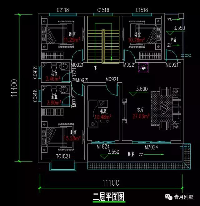 带走廊飘窗长阳台的二层乡村别墅设计图,外观朴素自然