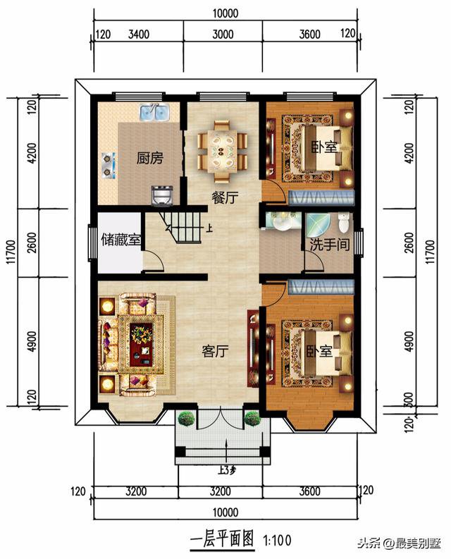 3款120平的简欧农村房子户型方案图,50万预算足矣