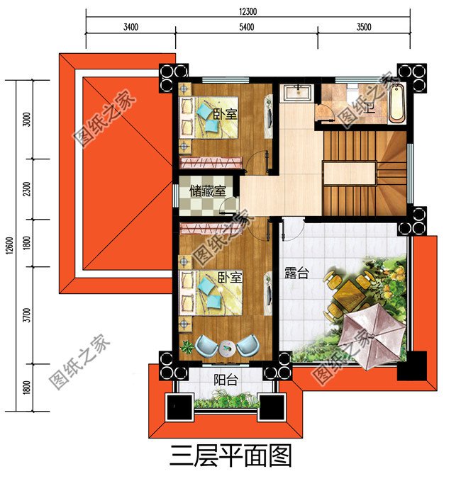 豪华欧式三层别墅住宅设计图纸，占地面积150平方米