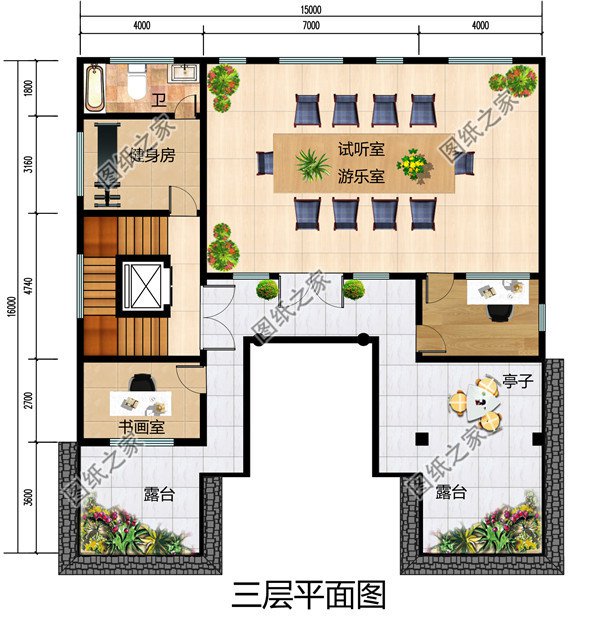 新中式农村三层四合院别墅设计图，四合院风格的别墅图