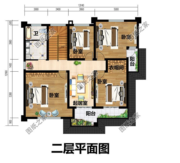二层半新中式别墅设计图
