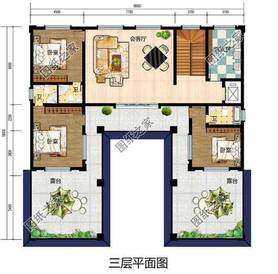 3套三层别墅大户型方案,有效果图和平面图,过完年就建