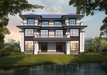 新中式三层双拼别墅设计图及效果图，中式大气风格
