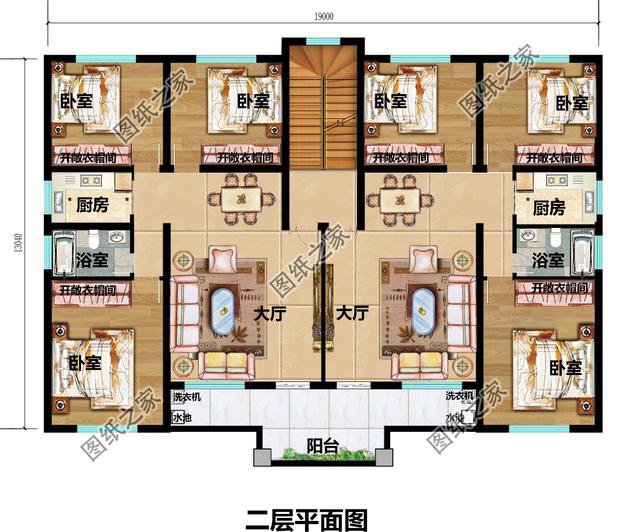 18米开间三层双拼别墅效果图,两个孩子一起建,好好享受老年生活