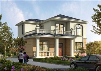 100平方米左右新农村二层房屋设计建筑CAD图纸带外观效果图