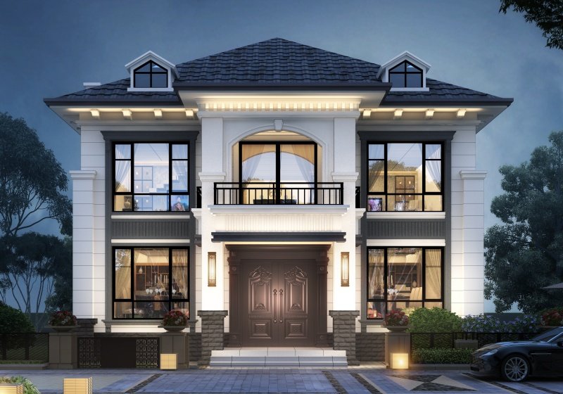 对称设计二层欧式别墅设计图，优雅时尚有品位