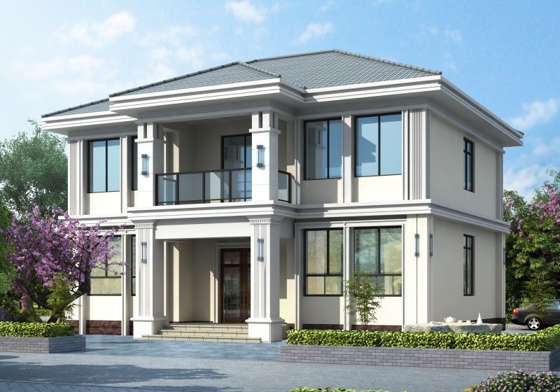 独栋经济型二层小别墅房屋设计图，含全套施工图效果图