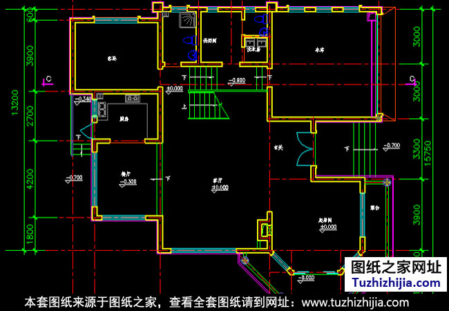 複式樓中樓二層半別墅設計圖紙,含效果圖和施工圖