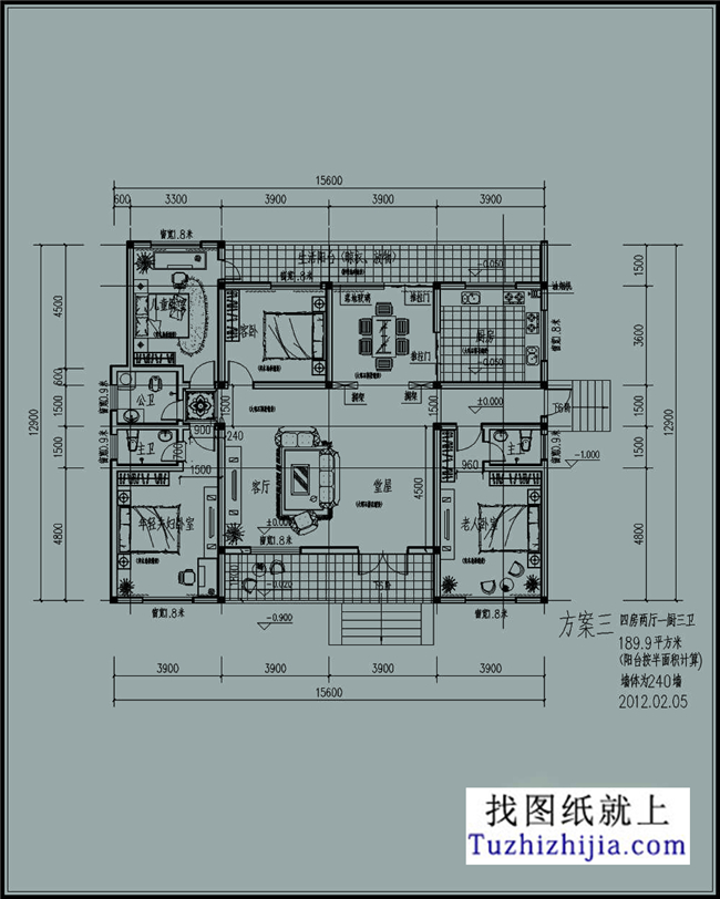 210平方米农村一层别墅施工图纸,16x14米15万!