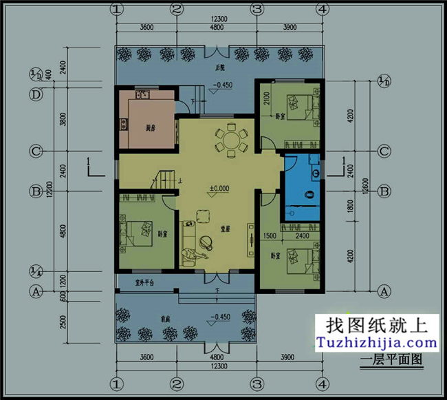 140平方米一層帶閣樓自建房屋設計圖紙及效果圖大全12x12米