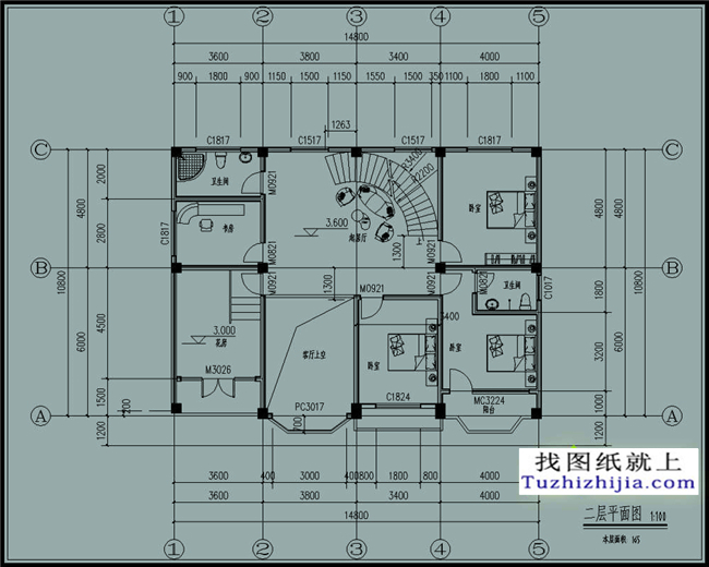 140平方米新農村自建二層樓房設計圖紙及效果圖,15x11米