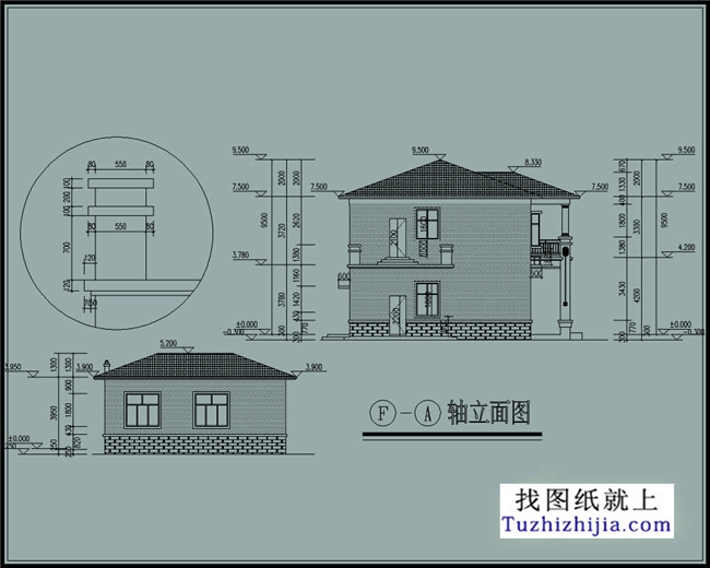 125平方米清新實用型新農村二層小別墅設計圖紙帶效果圖13x10米