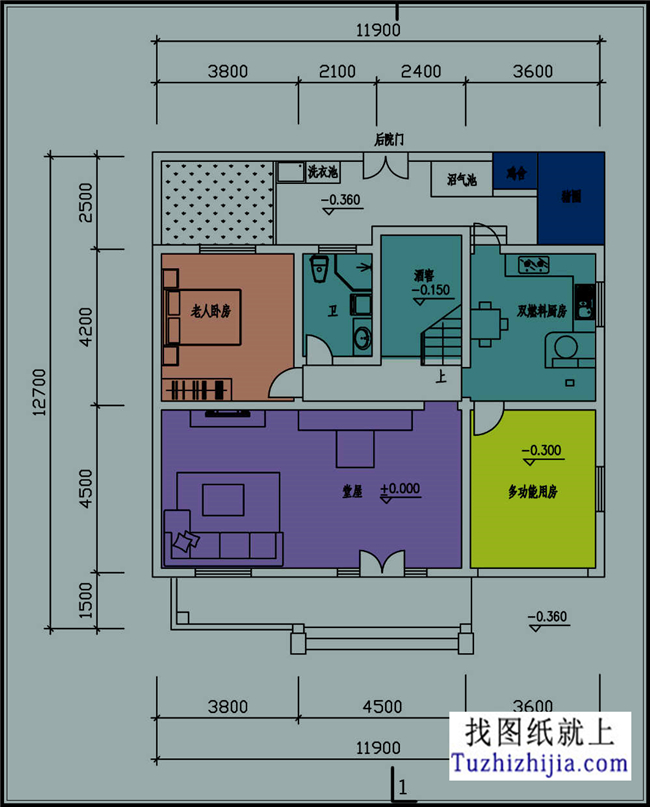 110平方米二层自建小别墅设计CAD施工图纸带效果图，12x13米