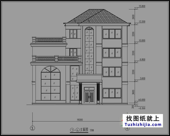 160平方米四層房屋設計圖紙,帶外觀效果圖