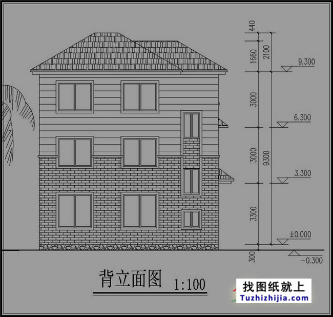 110平方米新農村三層房屋設計圖紙,含效果圖,帶車庫