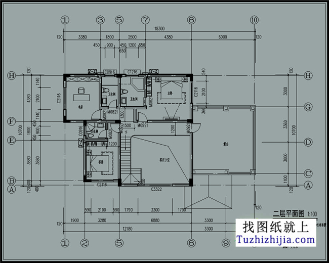 172平方米欧式自建二层别墅CAD设计图纸带外观图18.3米*10.7米 