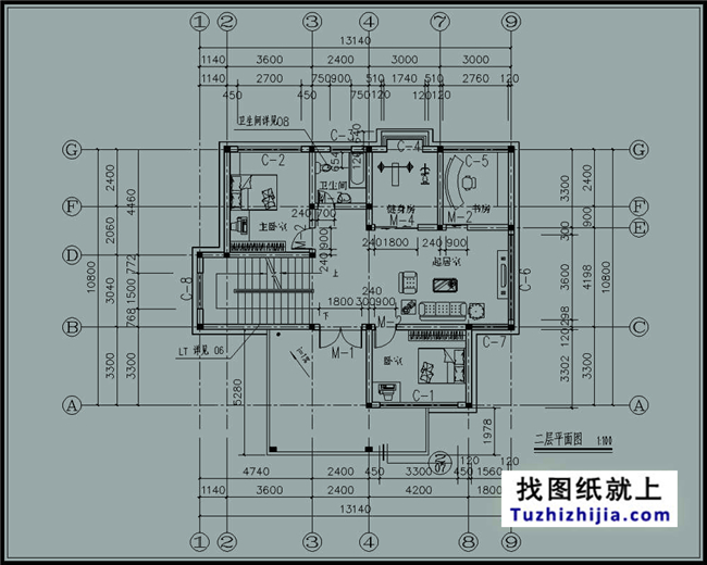 米現代二層別墅設計施工圖及效果圖13x11米_二層別墅設計圖_圖紙之家