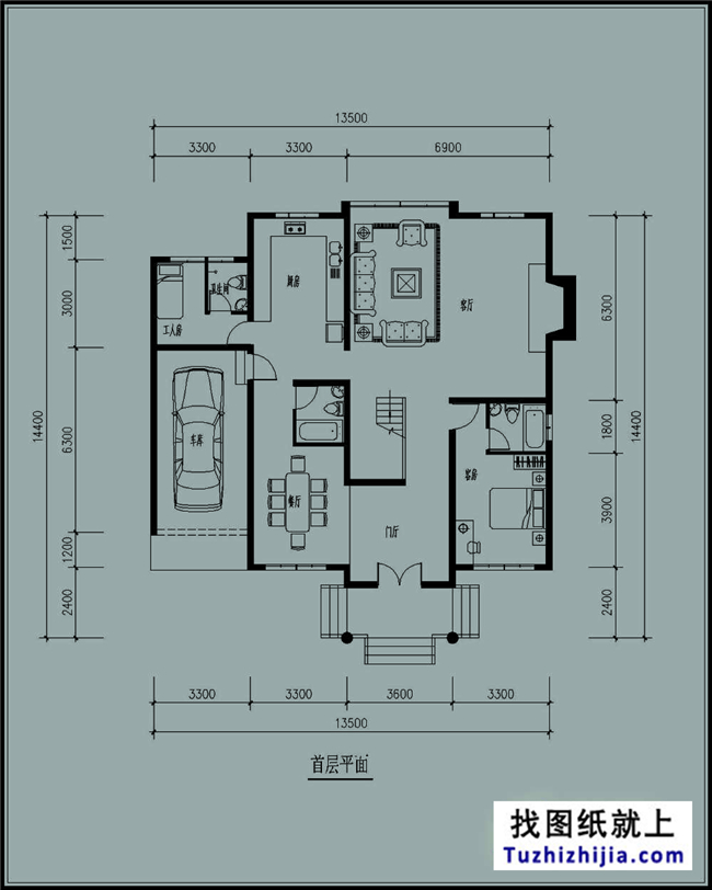 160平方米經典鄉村二層房屋設計圖紙13x14米