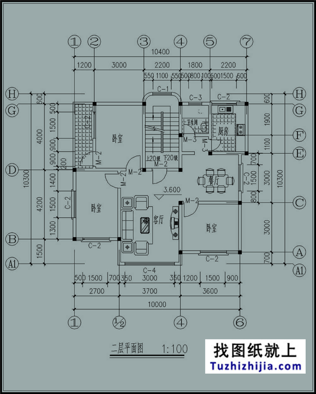 100平方米二層經典新農村小別墅設計建築圖紙10x10米