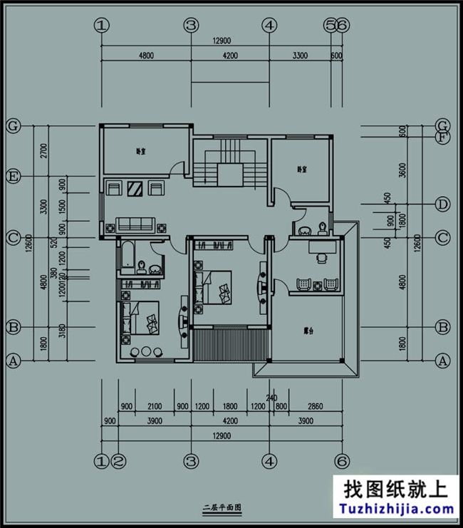 130平方米農村兩層樓房施工設計圖紙帶外觀圖,13x13米