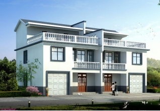 180平方米新农村双拼户型别墅房屋设计图纸带外观图17X11米