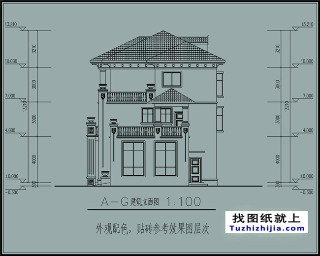 148平方米新农村复式框架三层双拼欧式别墅设计图纸,15米x10米
