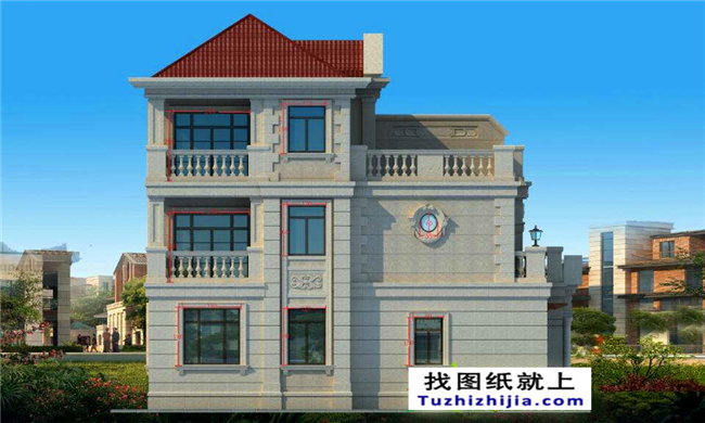 290平方米福建新农村三层双拼建筑设计图纸带外观图,23.8米x12.2米