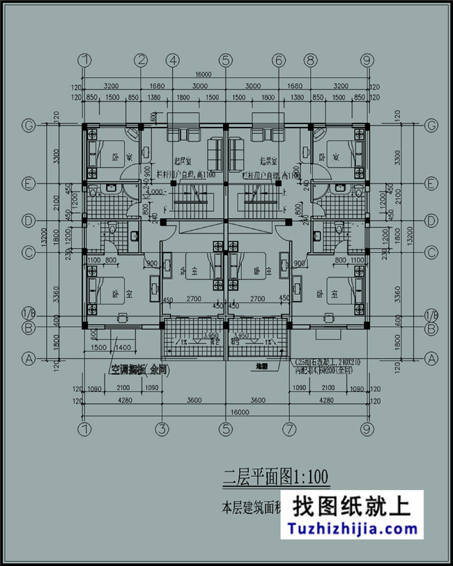 180平方米三層雙拼別墅cad設計圖紙及效果圖,16x13米